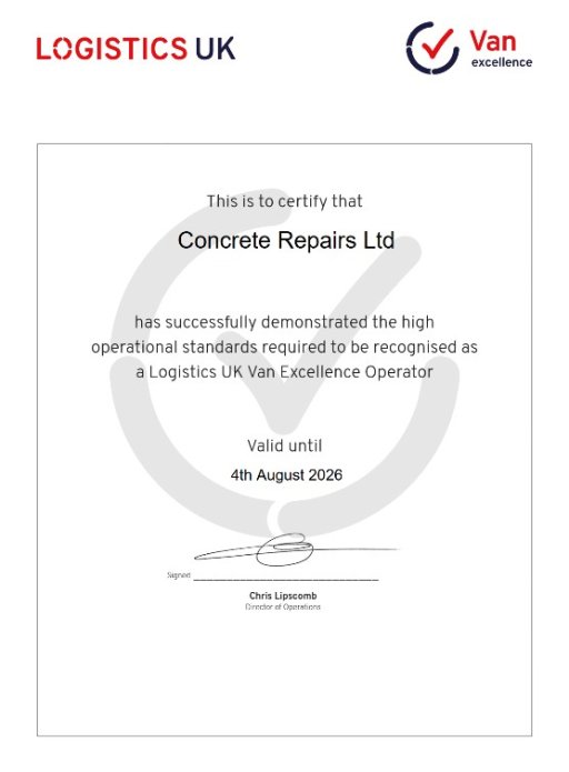 van excellence certificate